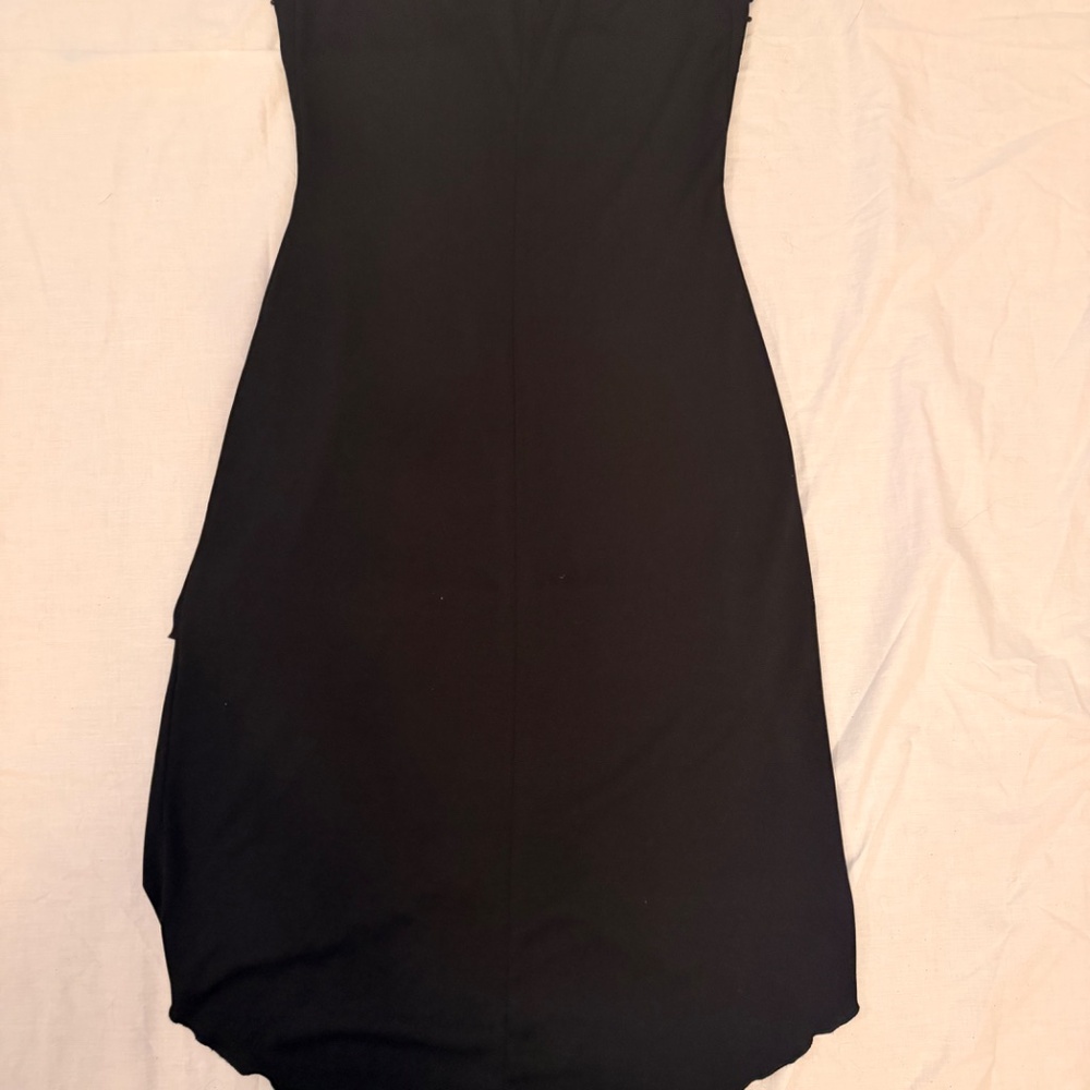 Black Strapless Beaded Dress Asymmetrical Hem Party Cocktail Size M - Picture 6 of 9